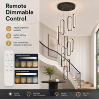 Modern 12-Lights LED Chandelier for Staircase & High Ceiling