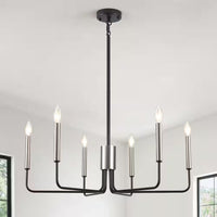 Roxsanne 6-Light Nickel/Black Dimmable Classic Chandelier Rustic Linear Candle-Style Kitchen Island Light Fixture