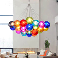 Nordic Modern Glass Ball Bubble Chandelier for Living Room Kids Bedroom Dining Table Clothing Store Lustre Pendant Light Fixture
