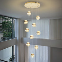 Modern Crystal Pendant Lighting Gold Globe Pendant Light Fixture, Mid Century Chandelier 3-Light Hanging Fixture for Kitchen Island,Globe Chandeliers for Dinning Room Bedroom