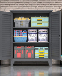 47'' Tall Metal Tool Storage Cabinet, With Ample Storage Space For Garage,Warehouse,Garden,Office, Living Room,Bathroom,Utility Room Slate