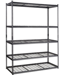 Storage Shelving Unit, 5-Tier Adjustable, 2000 Lbs Capacity, Heavy Duty Garage Shelves Metal Organizer Wire Rack, Black, For Kitchen Pantry Basement Bathroom Laundry Closet