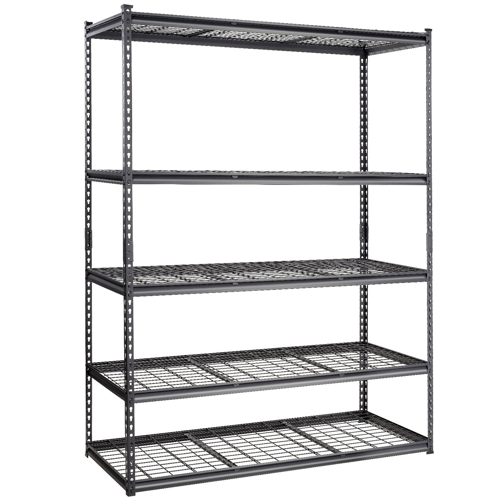 Storage Shelving Unit, 5-Tier Adjustable, 2000 Lbs Capacity, Heavy Duty Garage Shelves Metal Organizer Wire Rack, Black, For Kitchen Pantry Basement Bathroom Laundry Closet
