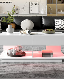 U-Can 41.3 -76.7  Extendable Coffee Table, Efficient Central Coffee Table With Multiple Storage Compartments, Multifunctional Adjustable Coffee Table With Hidden Storage Space For Living Room