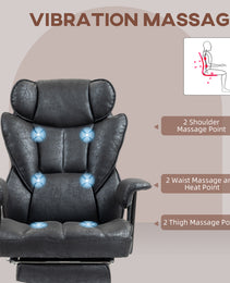 396lbs. Big and Tall Office Chair, Massage Office Chair with Footrest, Lumbar Support & Reclining Function, Black