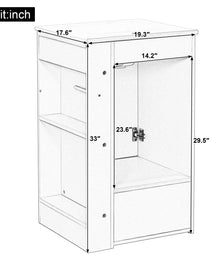 20  Freestanding Bathroom Vanity With Ceramic Sink, Single Faucet Hole, MDF Storage Cabinet With Soft-Close Drawer, Open Side Shelves With Pinewood Towel Bar, Modern Small Bathroom Vanity For Compact