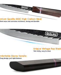 Qulajoy 8 Inch Japanese Chef Knife, Professional Hand Forged High Carbon Steel Kitchen Chef Knife,Cooking Knife With Ebony Handle