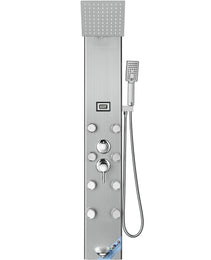 Shower Panel System, 5 Shower Modes, Digital Display Shower Panel Tower, Rainfall, 8 Massage Jets, Tub Spout, 3-Setting Handheld Shower Head 59 Hose, Stainless Steel Wall-Mounted Shower Set