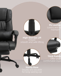 Massage Office Chair with 6 Vibrating Points, High Back Reclining Office Chair with Footrest and Remote, Black