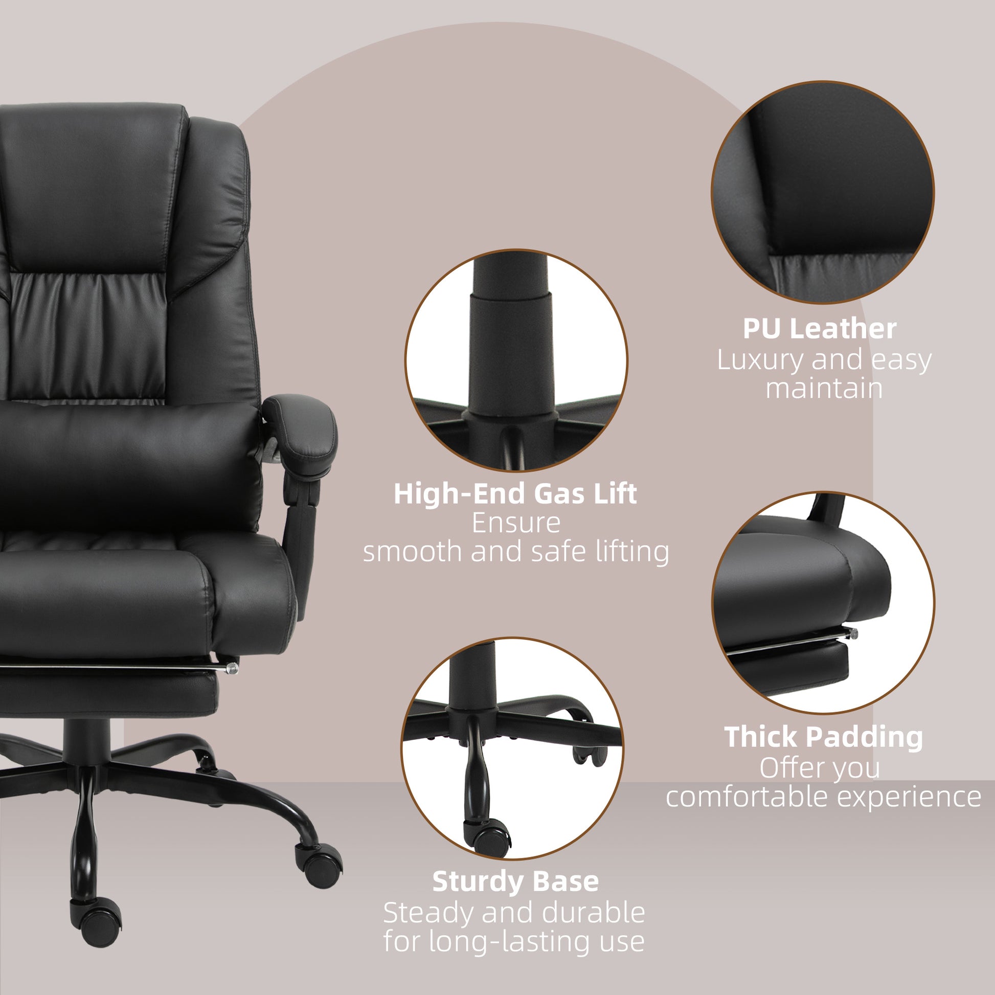 Massage Office Chair with 6 Vibrating Points, High Back Reclining Office Chair with Footrest and Remote, Black