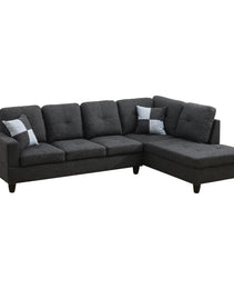 Pickup Only--Black Grey Linen 3-Piece Couch Living Room Sofa Set