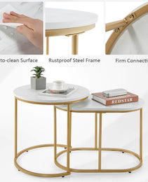 Modern Marble Look Stacking Nesting Coffee Table Set