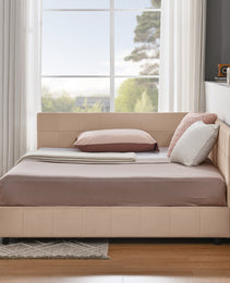 Full Size Upholstered Tufted  Bed Frame, Sofa Bed Frame With Comfortable Backrest And Armrests, Full Size Bed For Bedroom, Living Room,Velvet, PINK 80.5x59x30.5