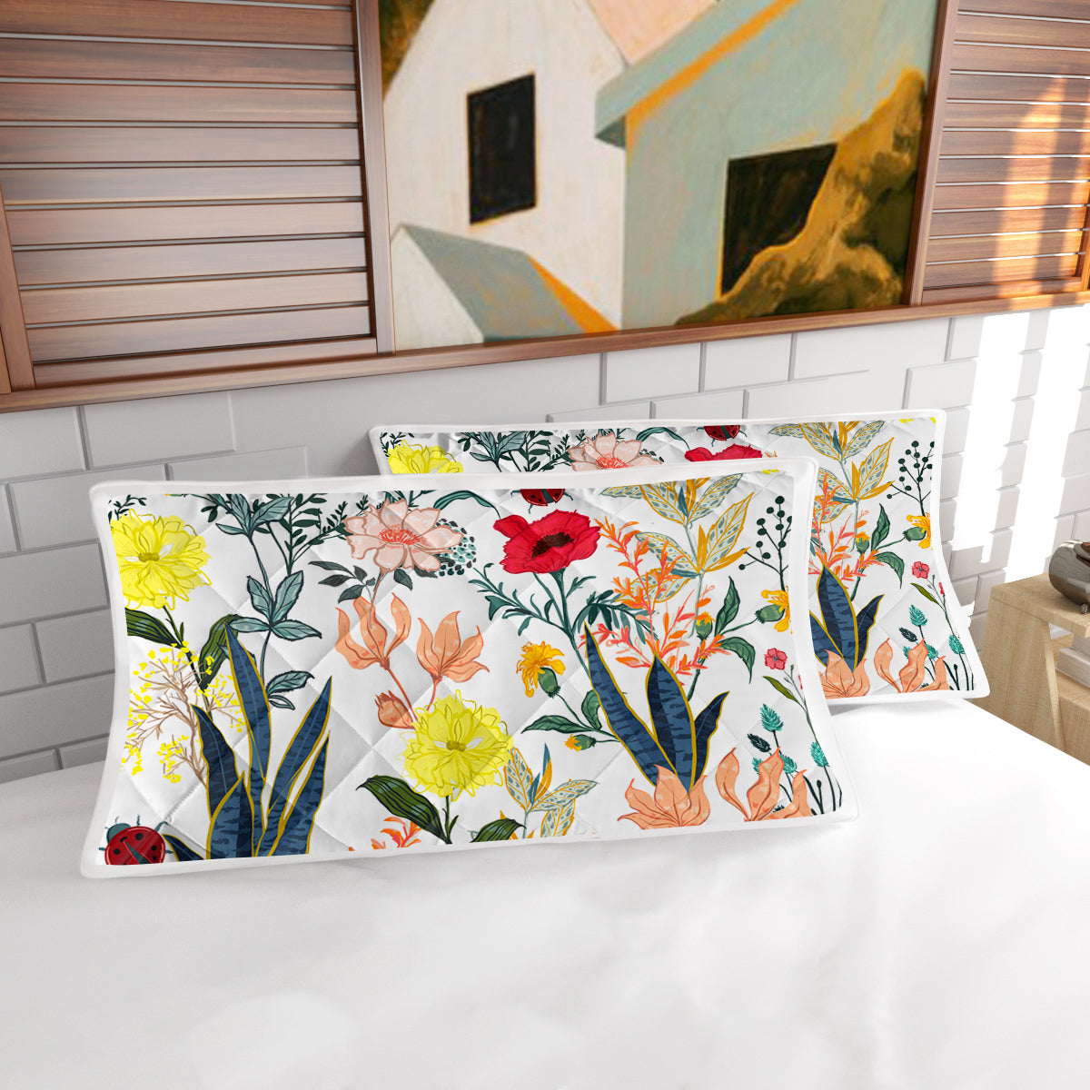 Floral Quilt 3 Pieces Microfiber Quilt Sets Lightweight Bedspreads Botanical Coverlets Quilt Bedding Set All Season Quilts