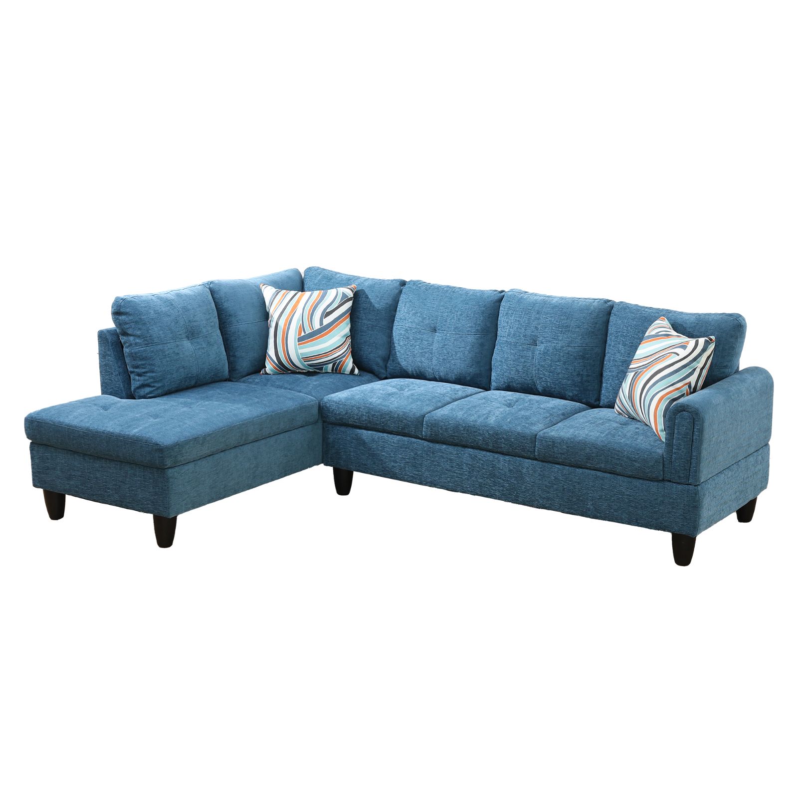 Pickup Only--Blue Flannel 3-Piece Living Room Sofa Set