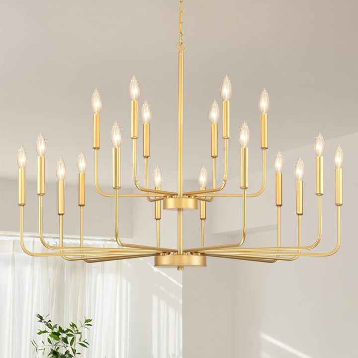Gold Chandeliers for Dining Room Light Fixture，D44 Inch