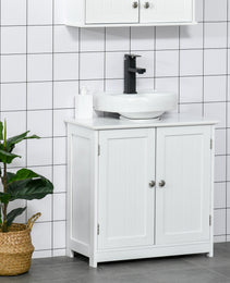 Bathroom Vanities, Bathroom Sink Cabinets with U-Shape Cut-Out and Adjustable Internal Shelf, White