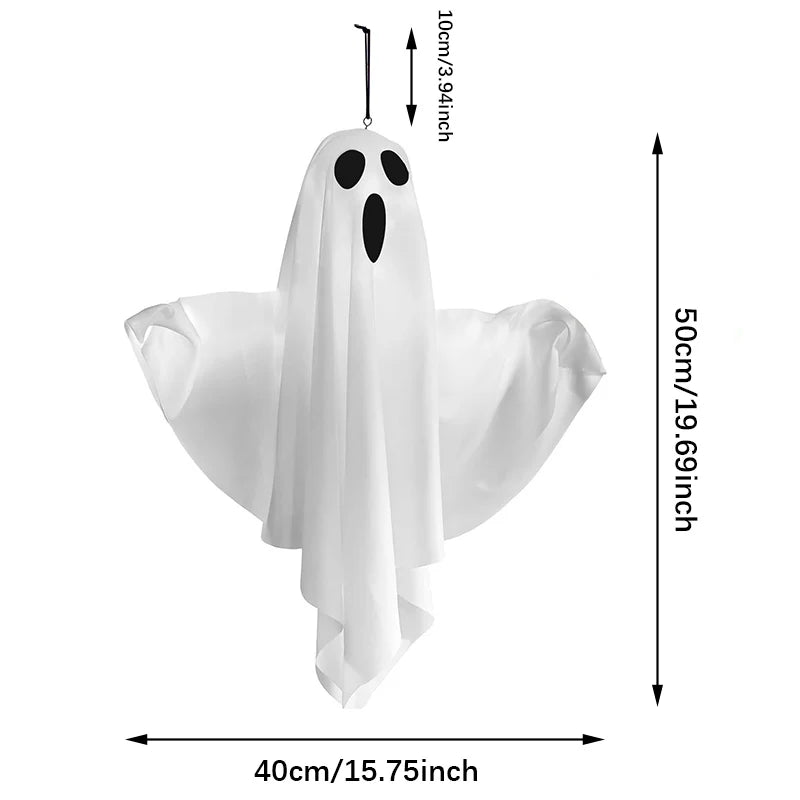 Halloween Hanging Light Up Ghost Lamp, Battery Operated LED Fabric Ghost Light Decor, Spooky Hanging Ghost Ornament for Bedroom