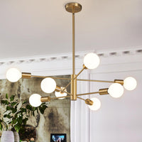 Modern Chandeliers for Dining Room, Black and Gold Chandelier Ceiling Light Fixture 6-Light Sputnik Chandeliers Mid Century Chandeliers for Living Room,Kitchen Island,Bedroom,Foyer
