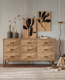 9 Drawers Dresser, Modern Dressers & Chests Of Drawers, TV Stand,Light Wood Dresser For Bedroom,Living Room,Hallway
