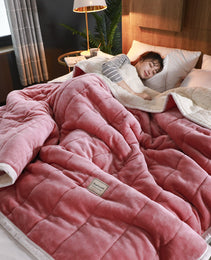 Fleece Blankets And Throws Thick Warm Winter Blankets Home Super Soft Duvet Luxury Solid Blankets On Twin Bedding