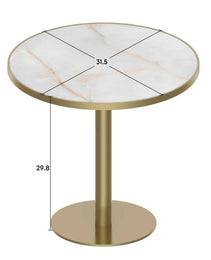 Round Modern Dinning Table 31.5 Inches Bistro Table Tulip Table With Faux Marble Top,Easy Assemble,Sturdy Metal Frame Diameter