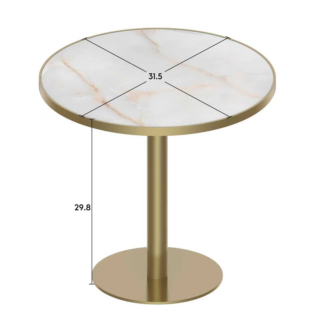 Round Modern Dinning Table 31.5 Inches Bistro Table Tulip Table With Faux Marble Top,Easy Assemble,Sturdy Metal Frame Diameter