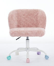 A&A Furniture Office Chair,Artificial Rabbit Hair Home Office Chair With Metal Base,Adjustable Desk Chair Swivel Office Chair,Vanity