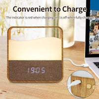 LED Night Light with Clock Digital Alarm Clock Rechargeable Bedside Lamp Dimmable Wake Up Light Table Clock 1500mAh Battery