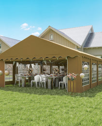 20’ x 40’ Party Tent, Outdoor Canopy Tent with Removable Sidewalls, 12 Windows for Parties, Wedding, Events, BBQ, Brown