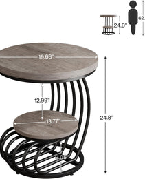 2 Tiers Couch Table,Round Side Table,End Table