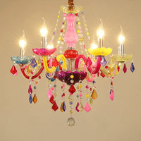 European Style Children's Room Colorful Chandelier Girl Princess Bedroom Crystal Droplight Ktv Bar Atmosphere Pendent Lamp