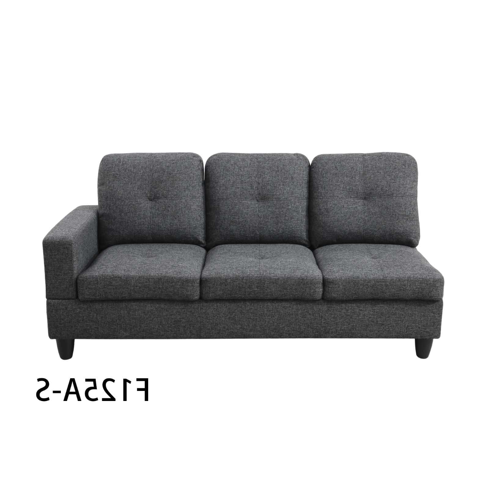 Pickup Only--Black Grey Linen 3-Piece Couch Living Room Sofa Set