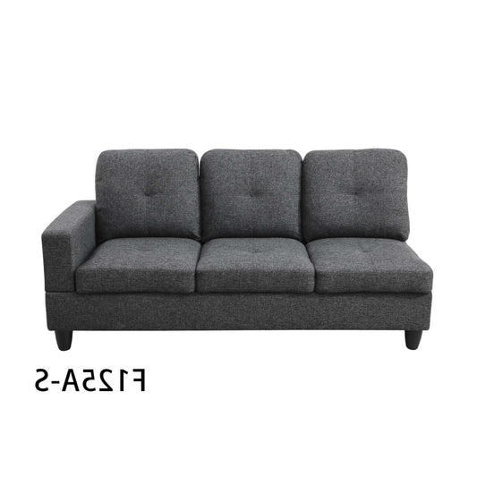 Pickup Only--Black Grey Linen 3-Piece Couch Living Room Sofa Set
