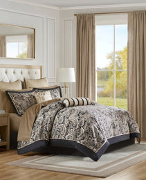 12 Piece Comforter Set With Cotton Bed Sheets Black Queen