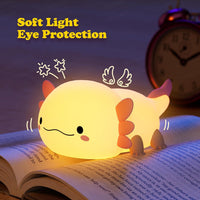 Axolotl Night Light for Kids, Animal Silicone Nursery Night Lamp, Rechargeable Table Lamp Bedside Lamp, Cute Room Decor Night Light for Bedroom Living Room Dining Desk Decor Gift Kawaii Toys