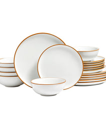 18 PCS Dinnerware Set Ceramic Plates And Bowls Sets Service For 6 White
