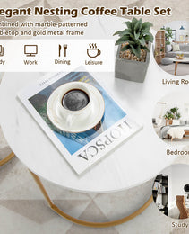 Modern Marble Look Stacking Nesting Coffee Table Set
