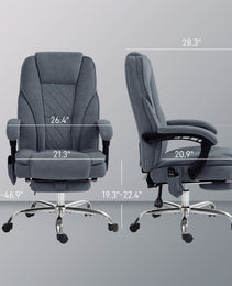 Massage Office Chair, Heated Reclining Computer Chair with Adjustable Height and Footrest, Charcoal Gray