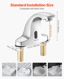 Touchless Bathroom Sink Faucet, Automatic Motion Sensor Restroom Toilet Faucet Cold Water With Hole Cover Plate, Battery Operated For 9/16 In Pipe Commercial Lavatory,Chrome Plated Silver