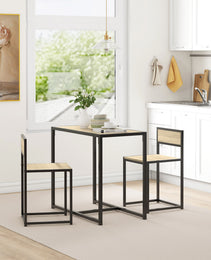 3-Piece Dining Room Set, Industrial Kitchen Table Set with Rectangular Table and 2 Dining Chairs, Oak