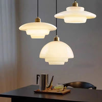 Nordic Minimalist Glass Pendant Light With Single Head Antique Style Cream Hanging Light Study Bar Counter Front Desk Studio