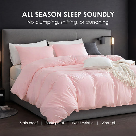 Solid Color Oversized Duvet Cover Set. Available In White And Pink.  Premium Microfiber Fabric With Hotel-grade Minimalist Design. Versatile For Bedrooms And Guesthouses. Perfect Christmas Gift.