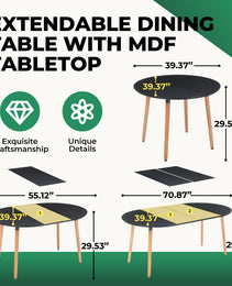 Extensible Table,DINING TABLE,OFFICE TABLE,COFFEE TABLE,wood Leg,MDF Top,100-140-180x100x75cm,black Color