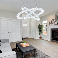 3-Ring Acrylic Crystal Chandelier Modern Ceiling Light Fixture
