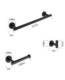 3-Pieces Bathroom Hardware Accessories Set - Towel Bar, Toilet Paper Holder, Robe Towel Hooks