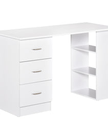 47" Modern Home Office Computer Desk Bookcase Combo Writing Table Workstation with 3 Drawer and Storage Shelf - White