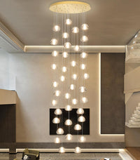 236'' Long Large Crystal Chandeliers LED Chandeliers for High Ceiling Handing Light Fixture for Entrance Hallway Foyer Staircase Lobby Gold