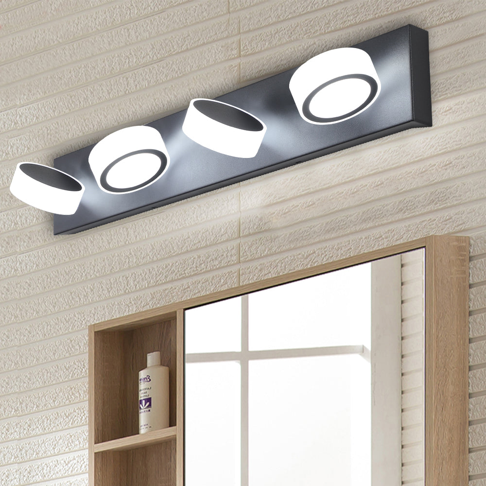 29in  Modern 4-Light LED Vanity Light, Sleek Black Bathroom Wall Light Fixture For Mirror, Shower, And Bathroom Decor
