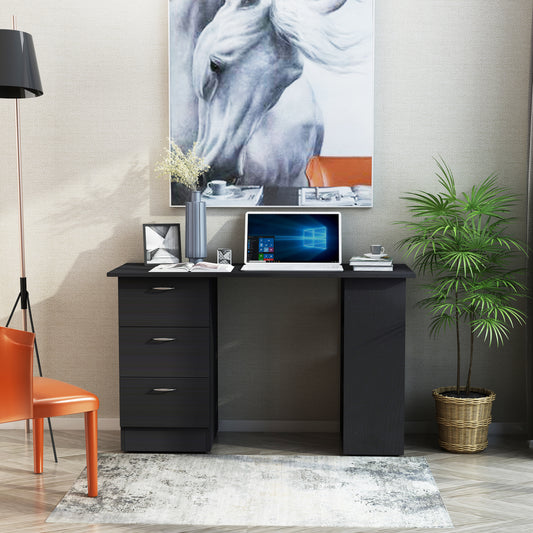 47" Home Office Computer Desk Bookcase Combo, Writing Table Workstation with 3 Drawer and Storage Shelf - Black